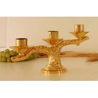 Bougeoir H 16.5 Cm Diam Bougie 4 Cm Doré
