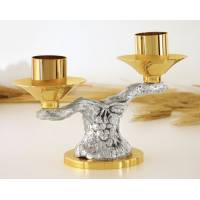 Bougeoir H 12.5 Cm Diam Bougie 4 Cm Bi-Couleur