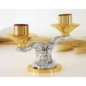 Bougeoir H 12.5 Cm Diam Bougie 4 Cm Bi-Couleur