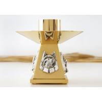 Bougeoir Base 8x8 Cm H 14 Cm Diam Bougie 5 Cm Bi-Couleur