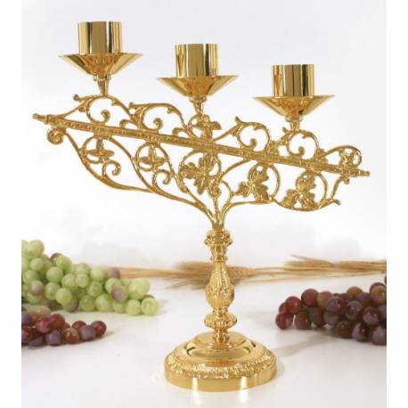 Kandelaar Basis Diam 11 Cm H 34 Cm Diam Kaars 4 Cm Verguld 