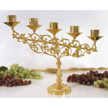 Kandelaar Basis Diam 11 Cm H 35 Cm Diam Kaars 4 Cm Verguld 