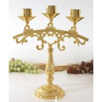 Bougeoir Base Diam 12 Cm H 34 Cm Diam Bougie 4 Cm Doré
