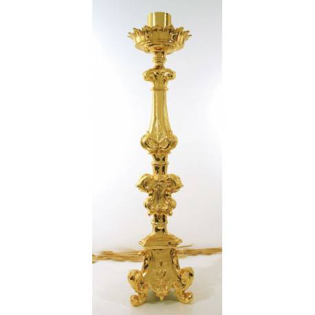 Kandelaar H 100 Cm Diam Kaars 6 Ou 8 Cm Verguld 