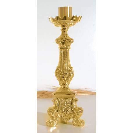 Bougeoir H 36 Cm Diam Bougie 5 Cm Doré
