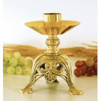 Bougeoir H 17 Cm Diam Bougie 4 Cm Doré