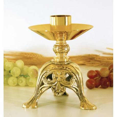 Bougeoir H 17 Cm Diam Bougie 4 Cm Doré