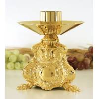 Bougeoir H 20 Cm Diam Bougie 5 Cm Doré