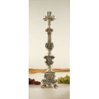 Bougeoir H 45 Cm Diam Bougie 4 Cm Argenté