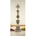 Bougeoir H 45 Cm Diam Bougie 4 Cm Argenté