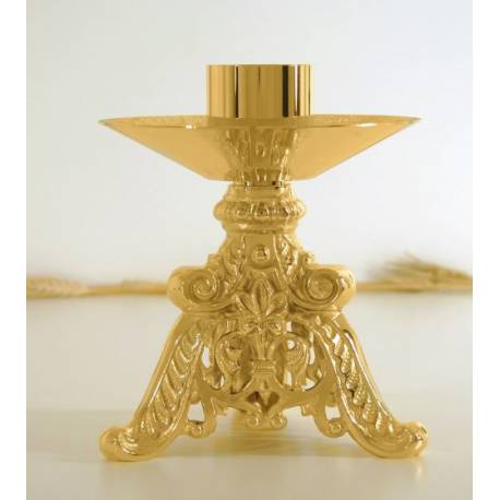 Bougeoir H 18 Cm Diam Bougie 5 Cm Doré