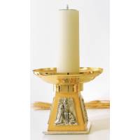 Bougeoir Base 12x12 Cm H 16 Cm Diam Bougie 6 Cm Bi-Couleur