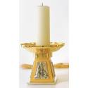 Bougeoir Base 12x12 Cm H 16 Cm Diam Bougie 6 Cm Bi-Couleur