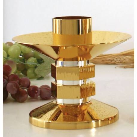 Bougeoir H 13 Cm Diam Bougie 5 Cm Bi-Couleur