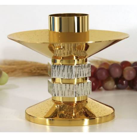 Bougeoir H 13 Cm Diam Bougie 5 Cm Bi-Couleur