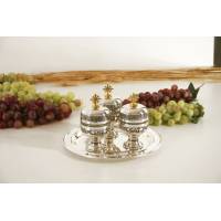 Set Pour Huiles Saintes 3 Ampoules Cat/Chr/Inf D 22 Cm Argenté