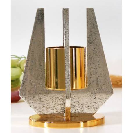 Bougeoir Base Diam 9 Cm H 15 Cm Diam Bougie 5 Cm Bi-Couleur