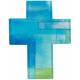 Croix Murale Verre - 11,5 X 14,5 Cm - Bleu