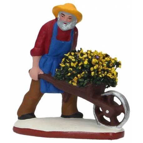 Santon Gateau 7 Cm Jardinier A La Brouette