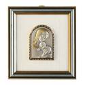 Cadre 12 X 11 Cm Vierge Et Enfant Plaque En Argent