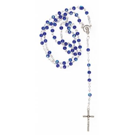 Chapelet Perles Rondes/Bleu Foncé/Verre