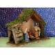 Crèche de Noël : cabane + 5 personnages de 7 cm (18,5 x 7 x 13,5 cm)