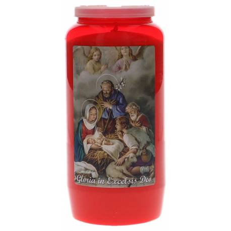 Kaars 6 Dagen / rood / Kersttafereel 