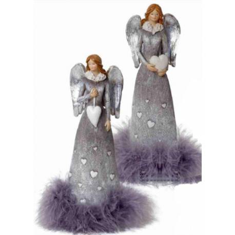 Ange avec fourrure - 21.5 cm - 2 / set