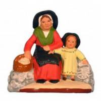 Santon Gateau 7 Cm Femme Assisse Avec Enfant