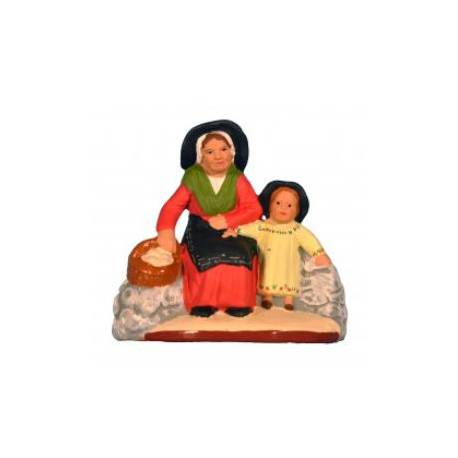 Santon Gateau 7 Cm Zittende Vrouw Met Kind 