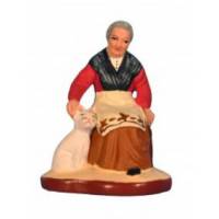 Santon Gateau 7 Cm Femme Assisse Au Chat