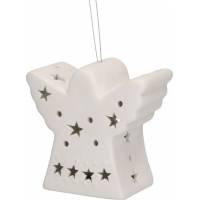 Ange + Led A Suspendre Porcelaine 8 X 8.2 X 4 Cm