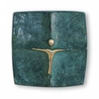 Croix Murale Bronze 5 X 5 Cm Vert Patiné