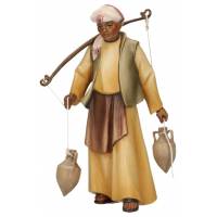 Houtsnijwerk Herder + Kruiken voor kerstfiguren van 16 cm/Gekleurd 
