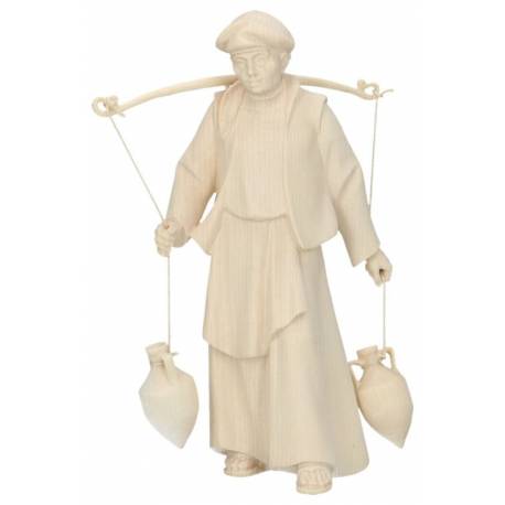 Berger Avec Cruches pour personnages de crèche de 16 cm bois naturel