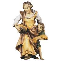 Houtsnijwerk Herderin Met Kind 10 Cm / Gekleurd 