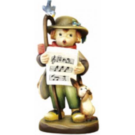 Bois Sculpte Berger Chantant 7.5 Cm Couleur