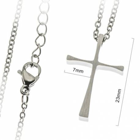 Croix 23 mm avec chaîne acier inoxydable