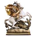 Houtsnijwerk beeld Sint Joris te paard 30 cm gekleurd 