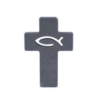 Croix Murale Ardoise 11 Cm Poisson