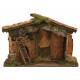 Cabane vide + lumière pour personnages de crèche de 20 cm (50x23x36cm).