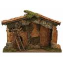 Cabane vide + lumière pour personnages de crèche de 20 cm (50x23x36cm).