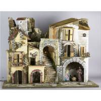 Cabane vide + lumière pour personnages de crèche de 8 cm (60x34x44cm)