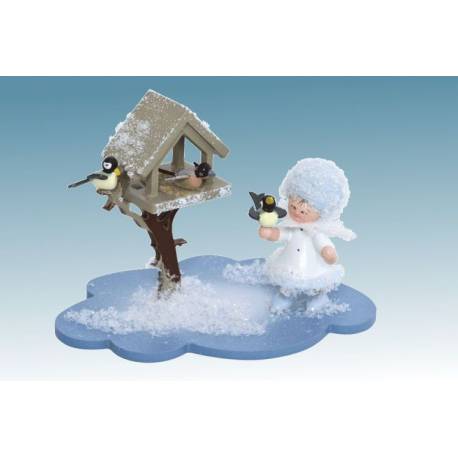 Flocon De Neige-Bois 6.5 Cm Avec Nichoir