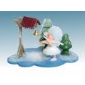 Sneeuwvlokje-Hout 6.7 Cm Met Klok 