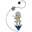 Flocon De Neige-Bois 7 Cm Avec Harpe