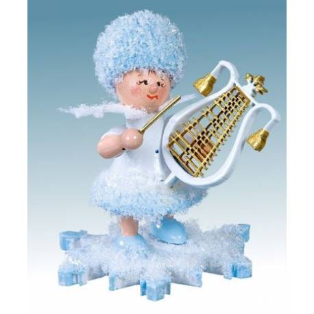 Sneeuwvlokje-Hout 5.7 Cm Met Harp 