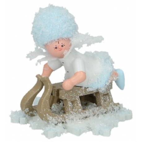 Sneeuwvlokje-Hout 5.7 Cm Op Sledge 