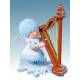 Flocon De Neige-Bois 7 Cm Avec Harpe