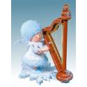 Flocon De Neige-Bois 7 Cm Avec Harpe
